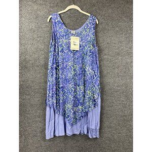 Lost River‎ Sufi Dress Women’s L Blue Purple Green Print Soft Rayon NWT